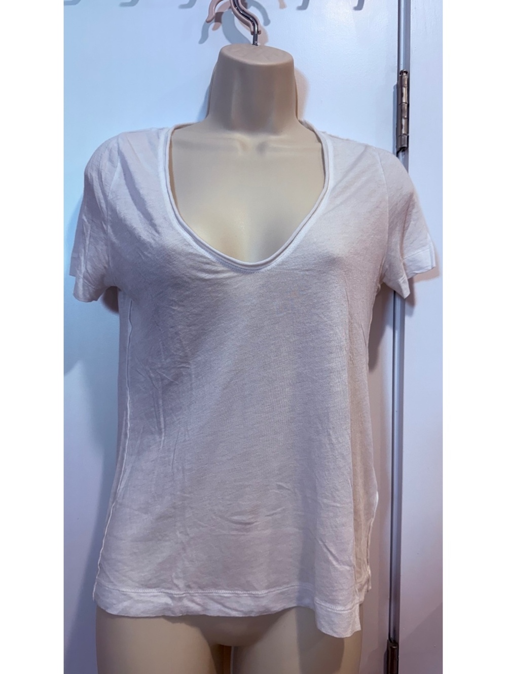 Zadig & Voltaire White V-Neck Short Sleeve T-Shirt Made in Portugal